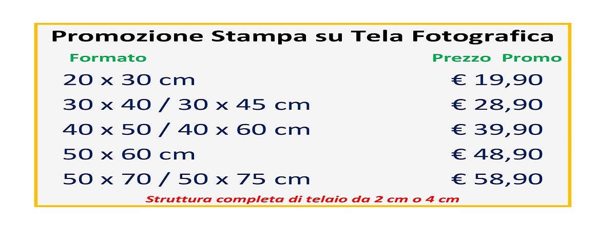 Promo Stampa Tela Fotografica