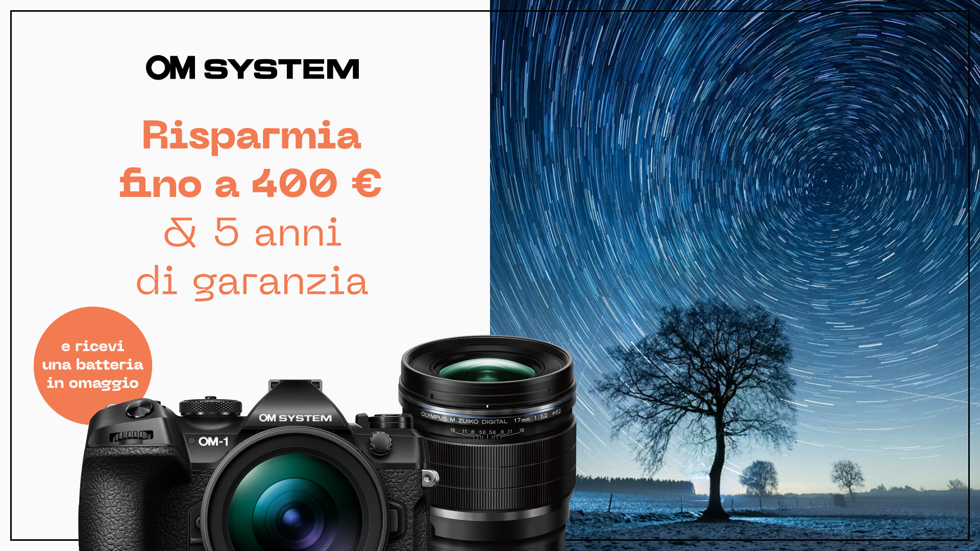 Cashback &euro; 400 + 5 Anni Garanzia + Batteria BLX-1